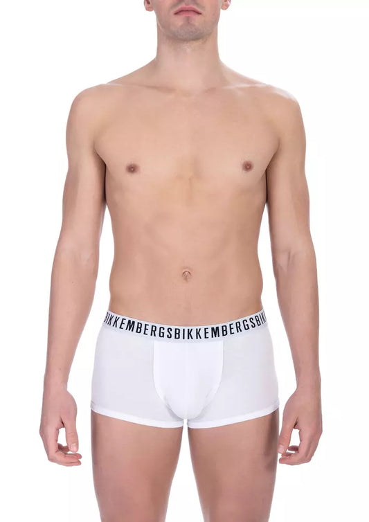 Bikkembergs White Cotton Men's Trunk Underwear Twin Pack