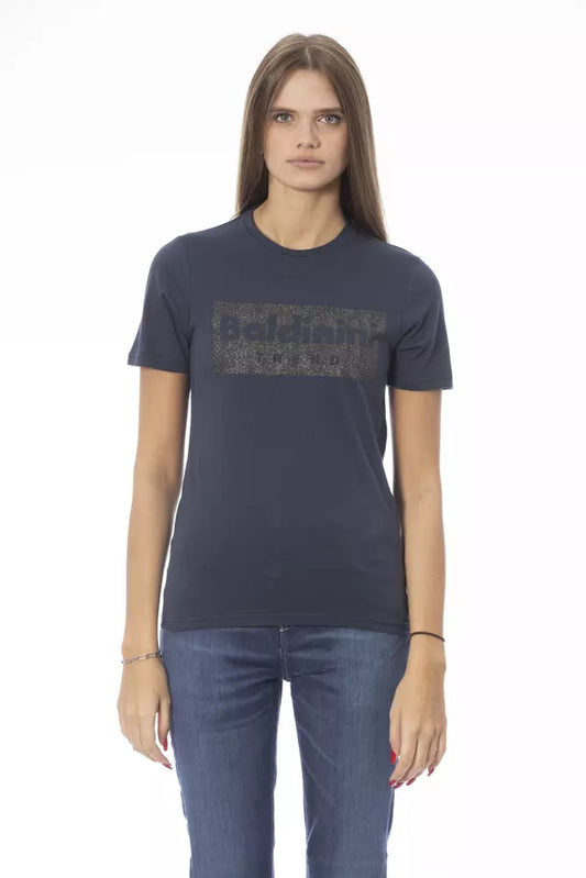 T-shirt da donna in cotone blu Baldinini Trend
