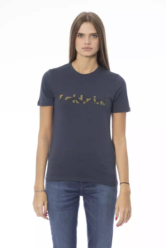 T-shirt da donna in cotone blu Baldinini Trend