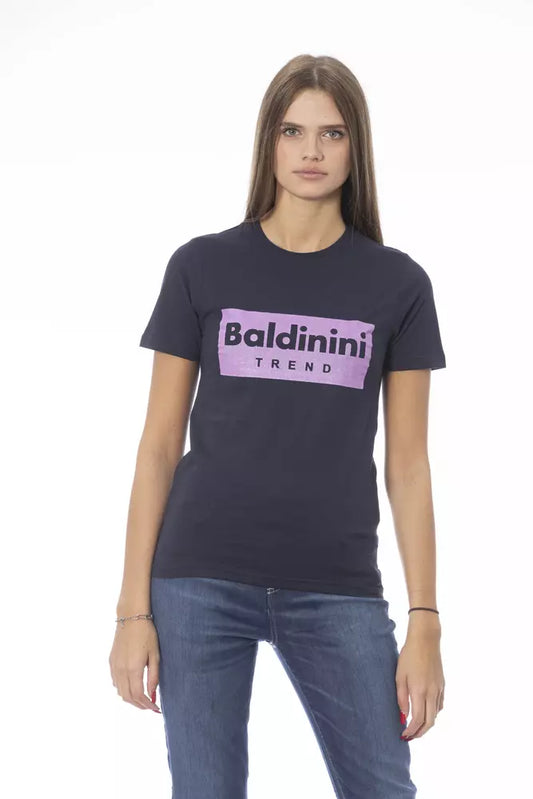 T-shirt da donna in cotone blu Baldinini Trend