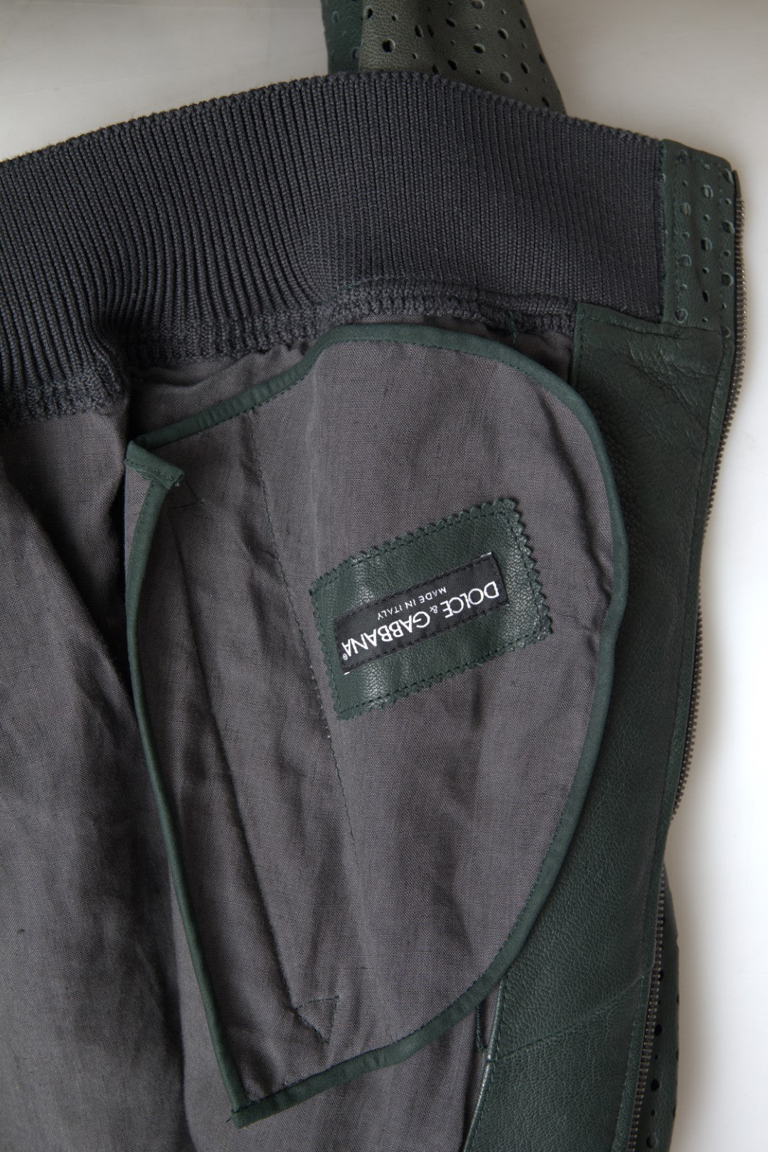 Dolce & Gabbana Smaragdgrüne Bomberjacke aus Ziegenleder
