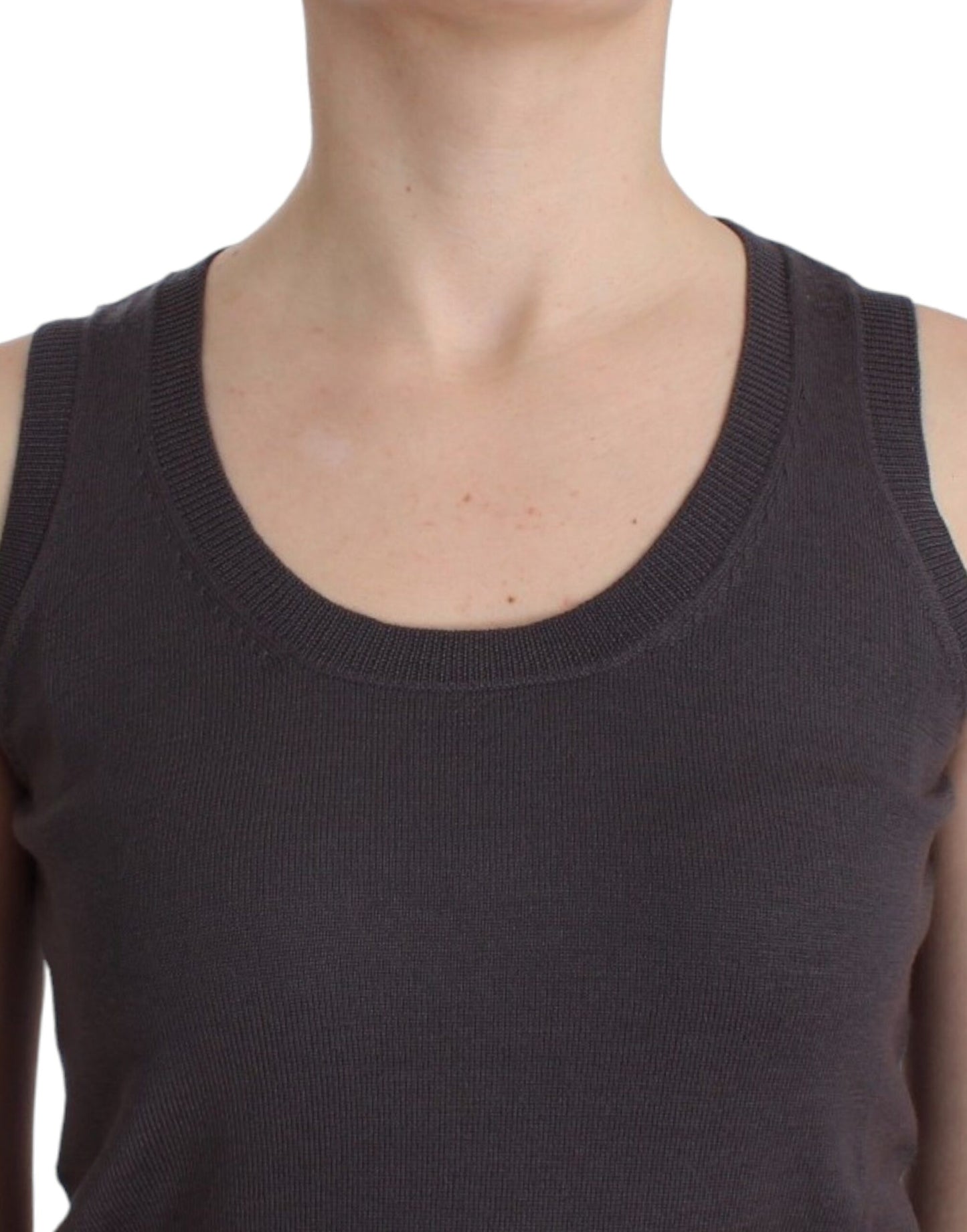 Elegante maglia marrone senza maniche di John Galliano
