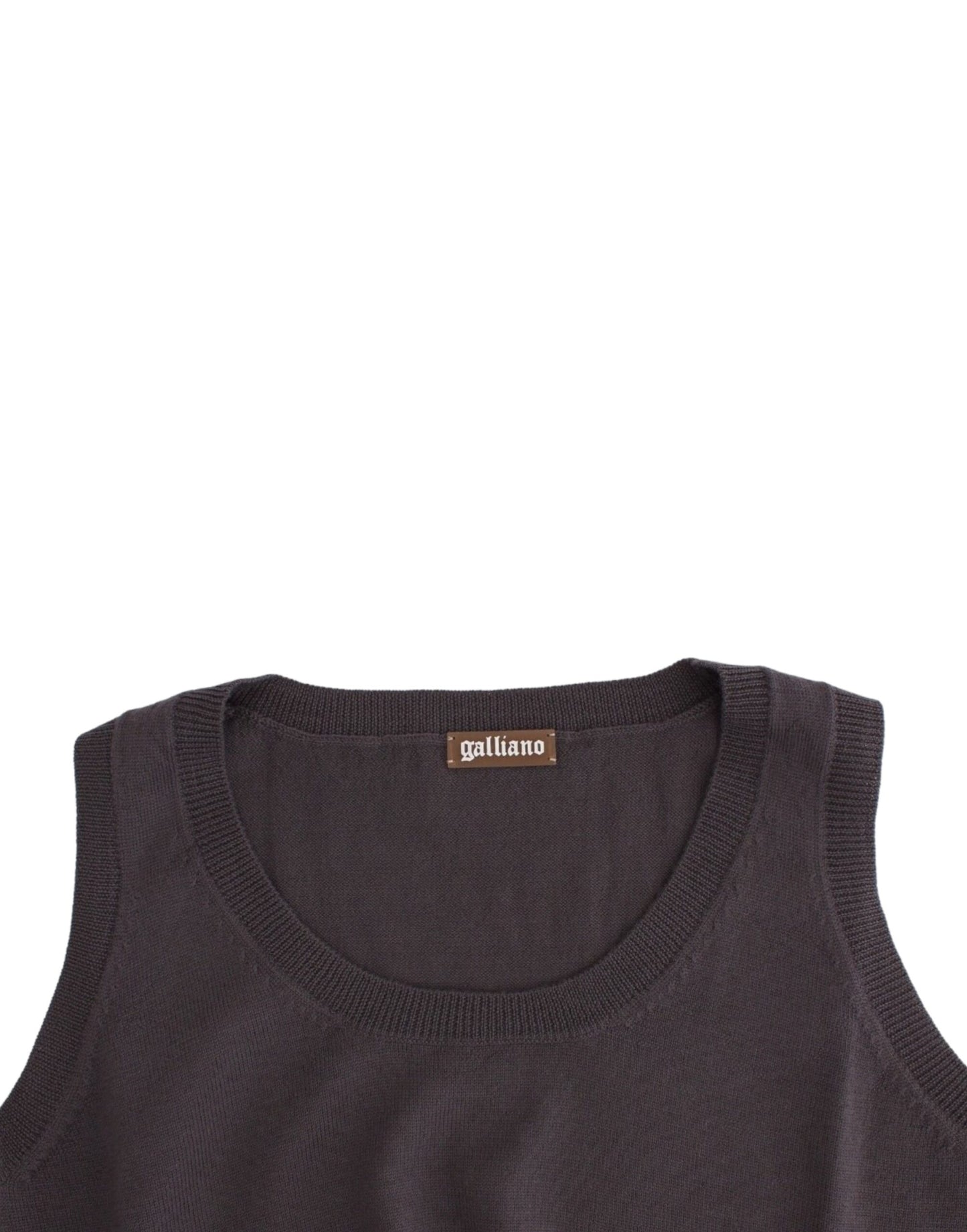 Elegante maglia marrone senza maniche di John Galliano