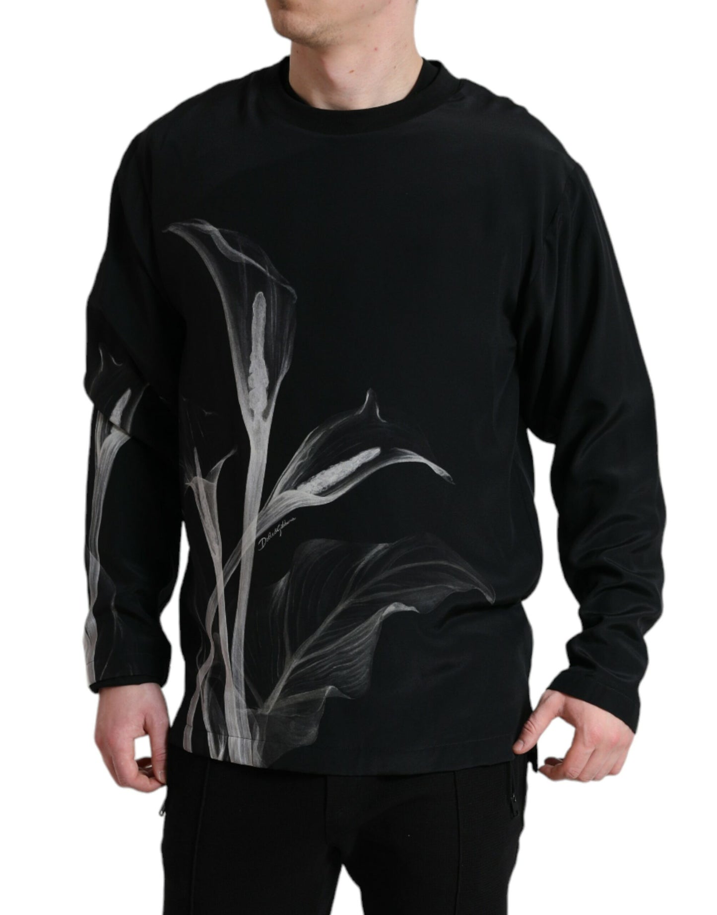 Maglione girocollo in seta floreale Dolce & Gabbana