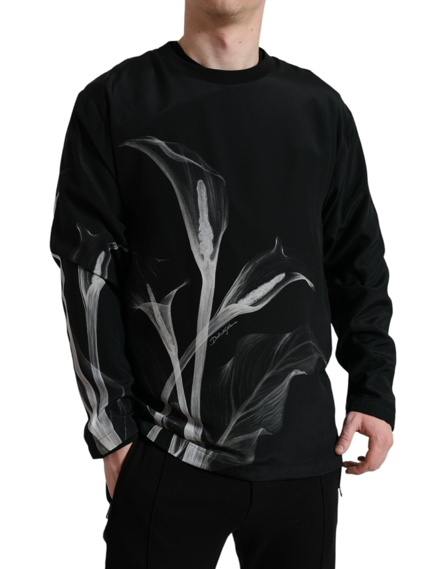 Maglione girocollo in seta floreale Dolce & Gabbana