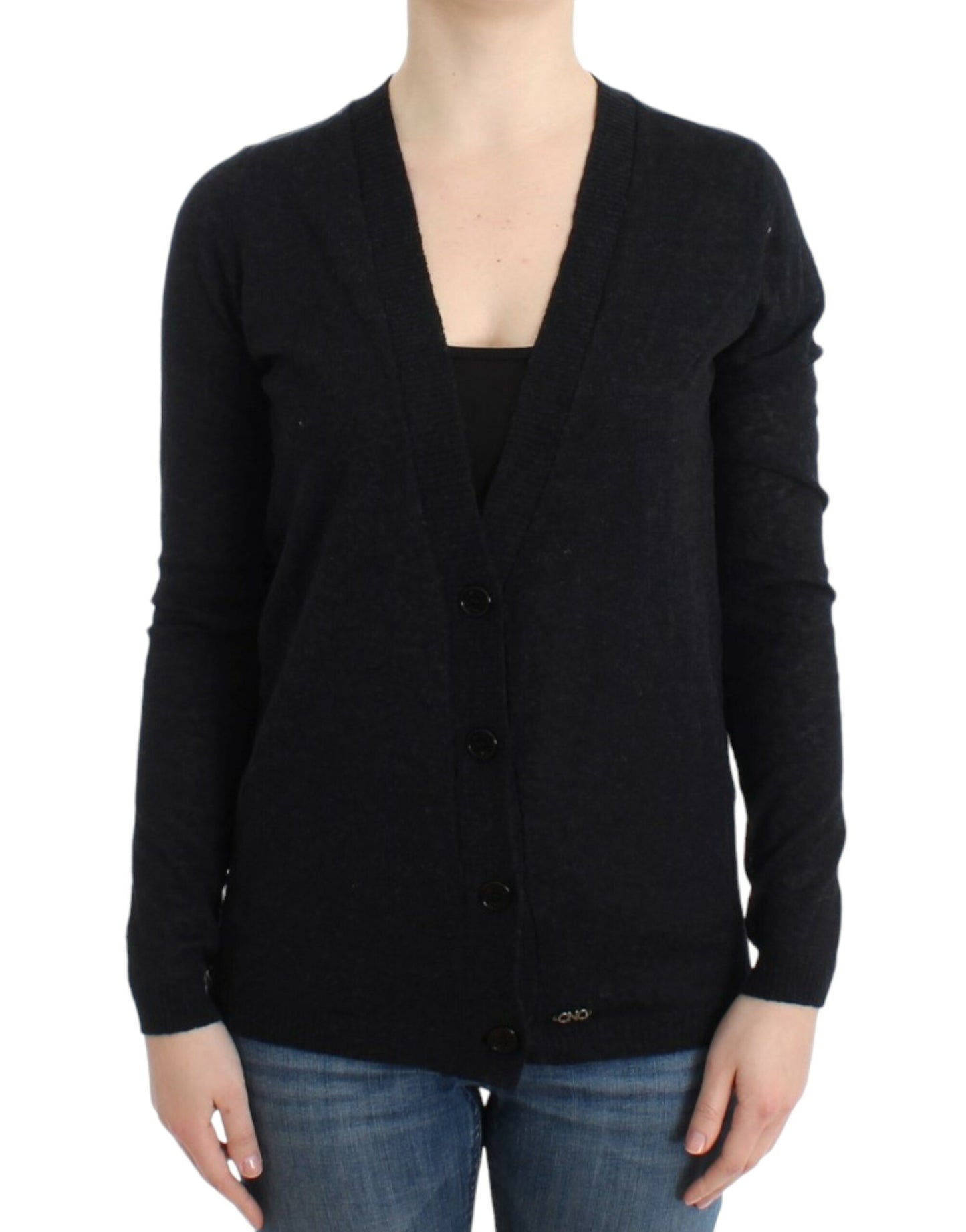 Costume National – Elegante, leichte Strickjacke mit tiefem V-Ausschnitt