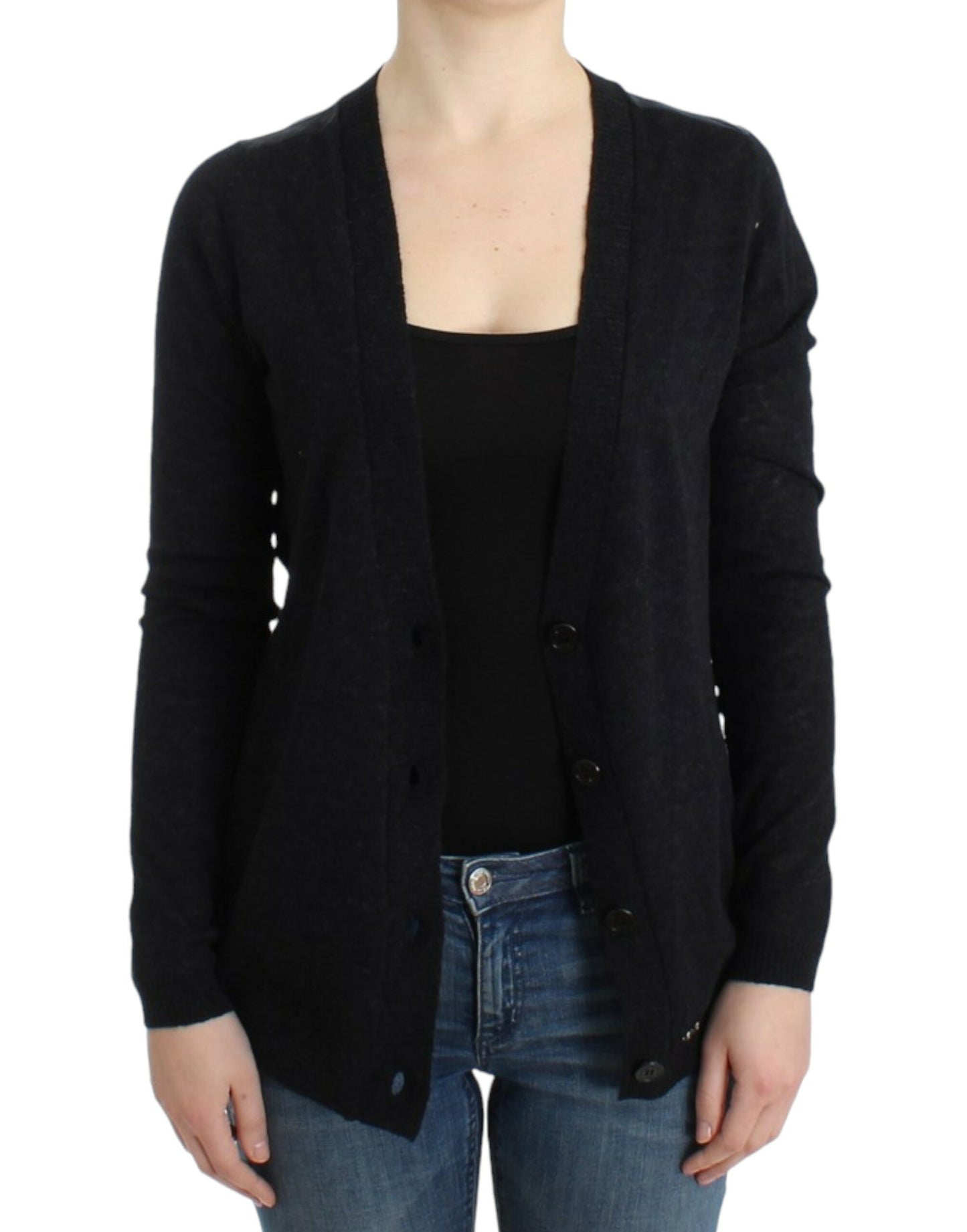 Costume National – Elegante, leichte Strickjacke mit tiefem V-Ausschnitt