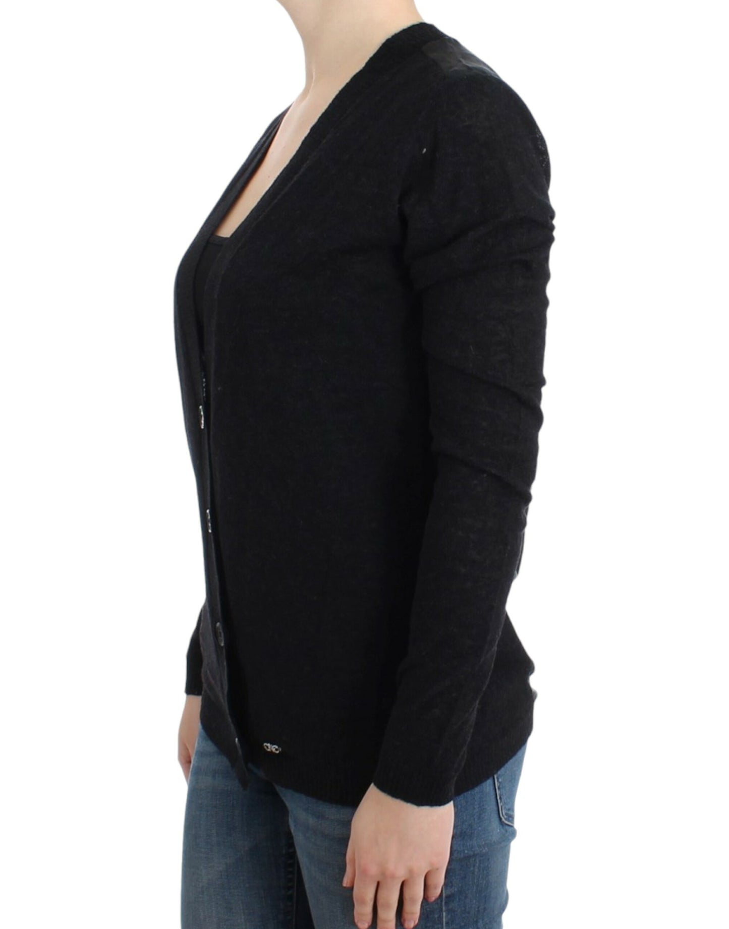 Costume National – Elegante, leichte Strickjacke mit tiefem V-Ausschnitt