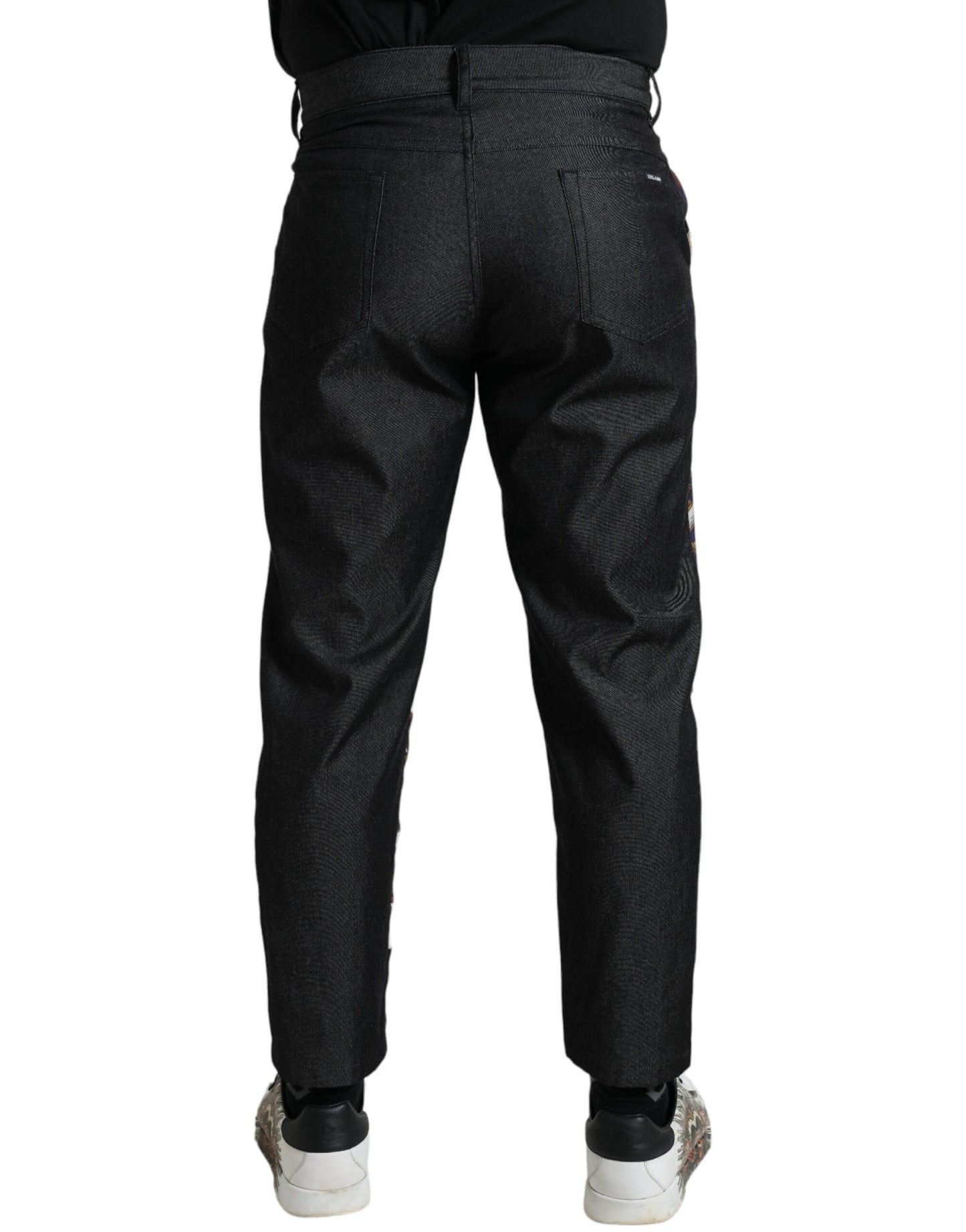 Dolce & Gabbana – Elegante Röhrenhose aus Seide mit heraldischem Aufdruck