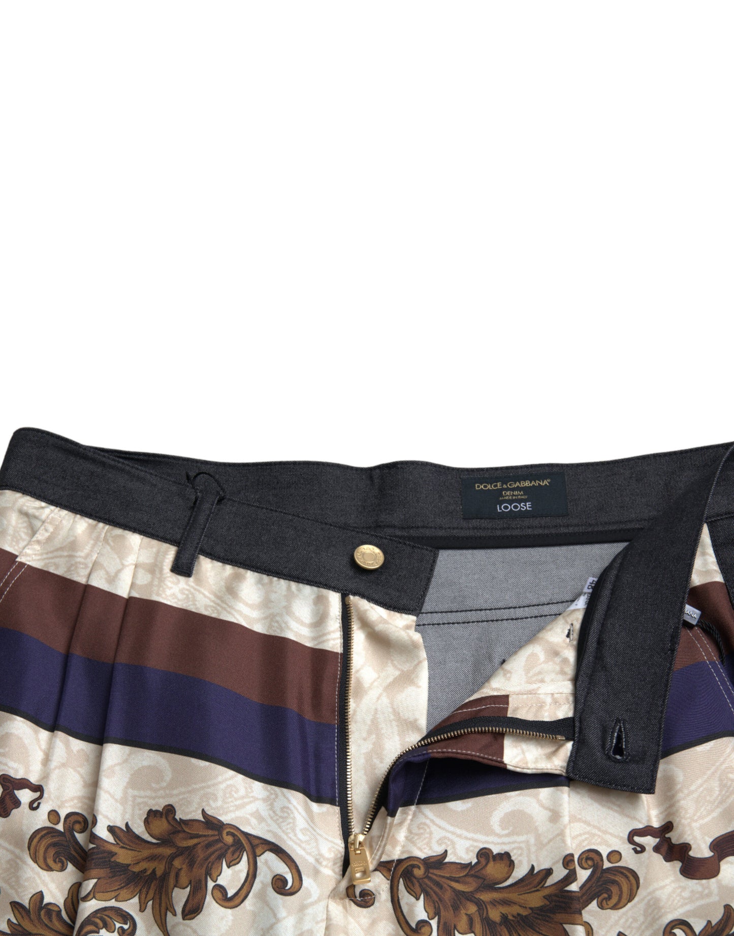 Dolce & Gabbana – Elegante Röhrenhose aus Seide mit heraldischem Aufdruck