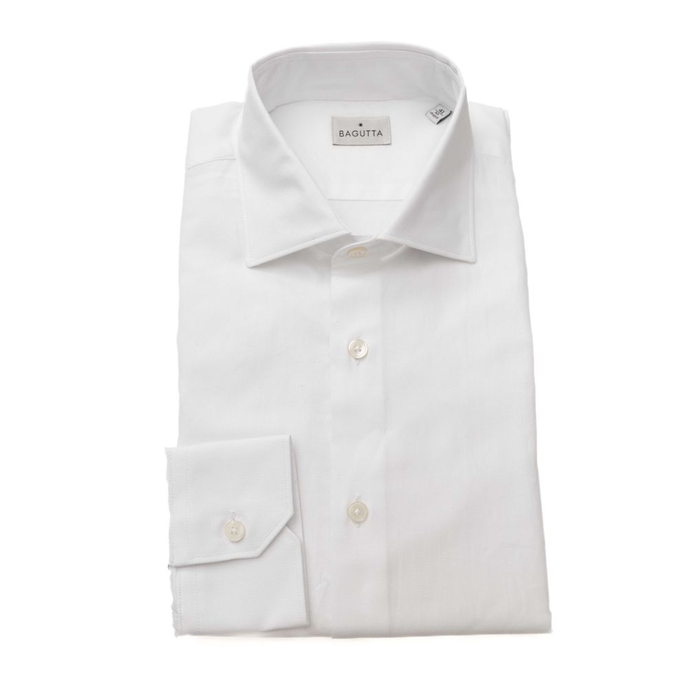 Camicia da uomo in cotone bianco Bagutta