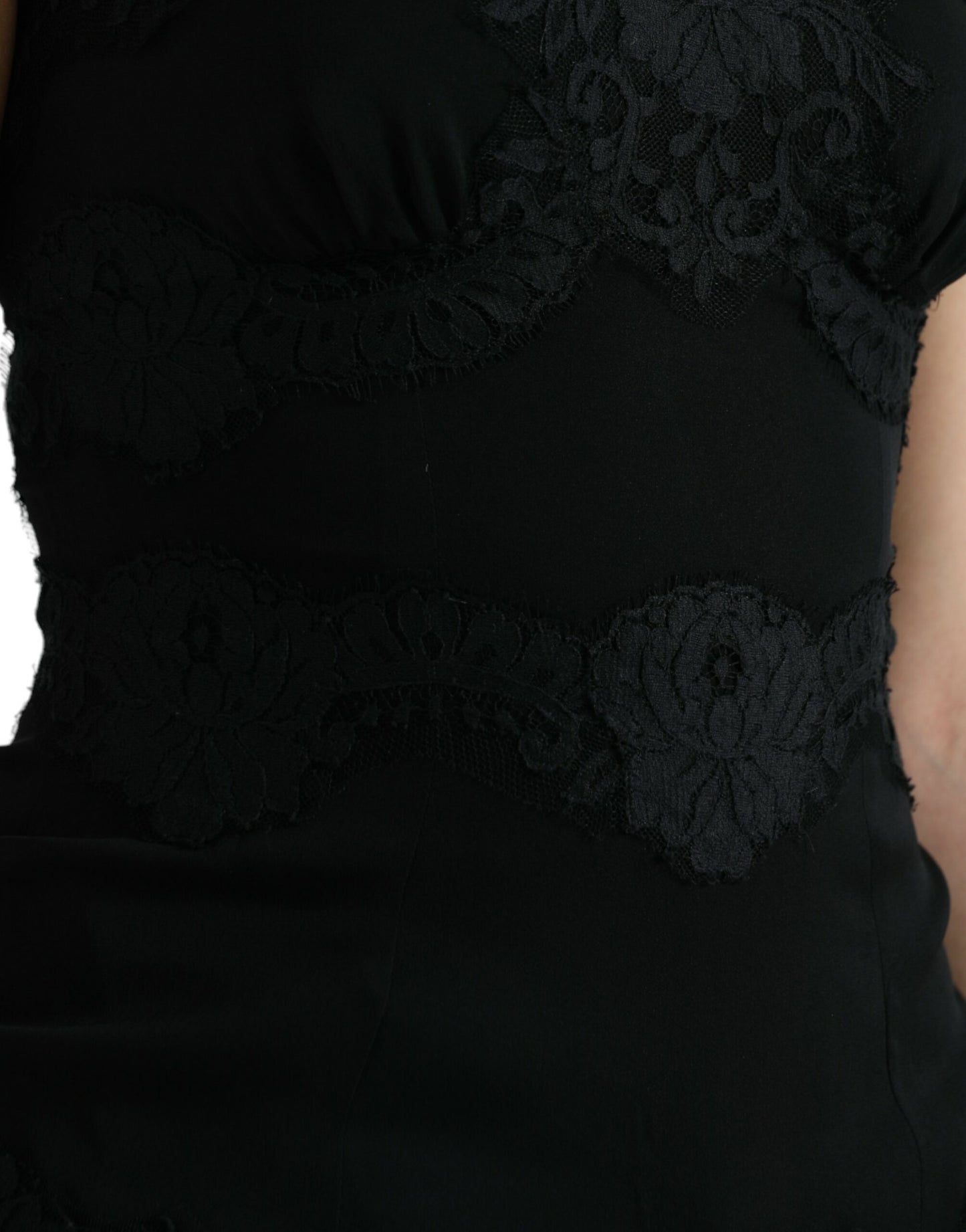 Canotta elegante in pizzo di seta nero Dolce & Gabbana
