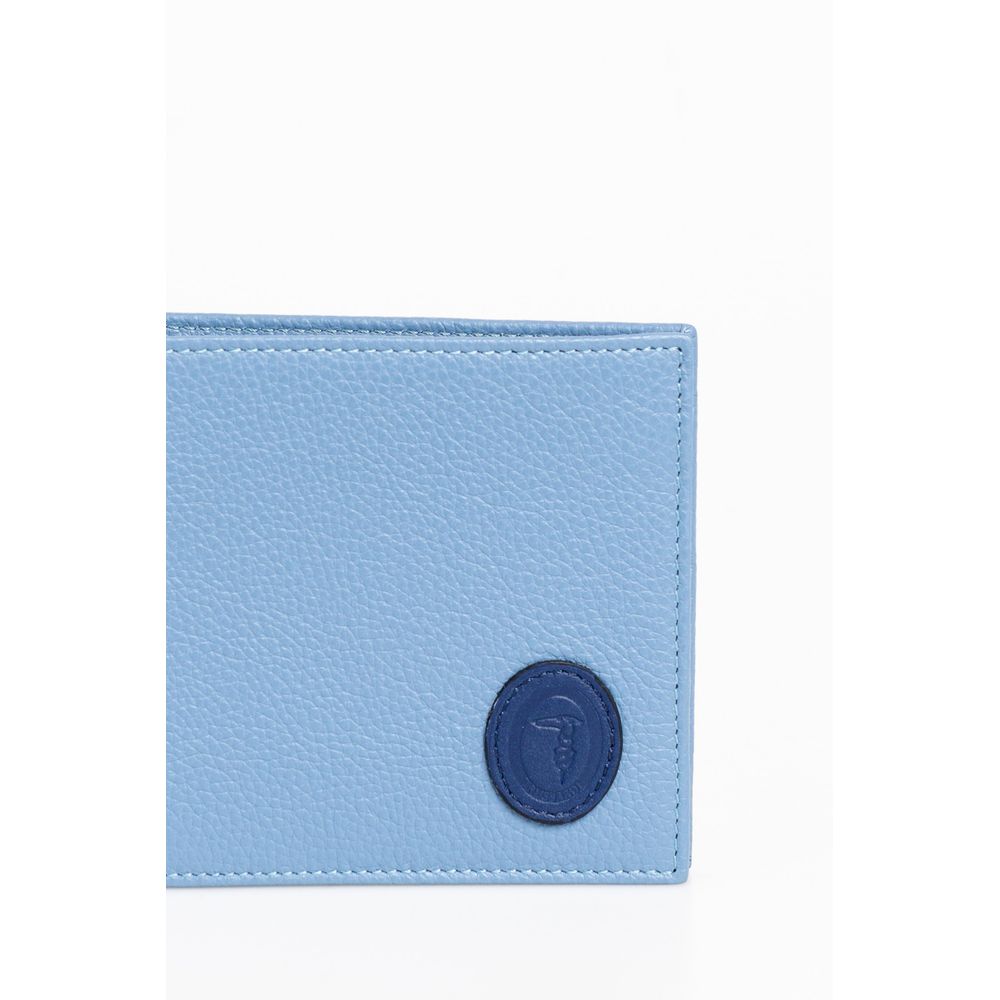 Trussardi Hellblaue Herrenbrieftasche aus Leder