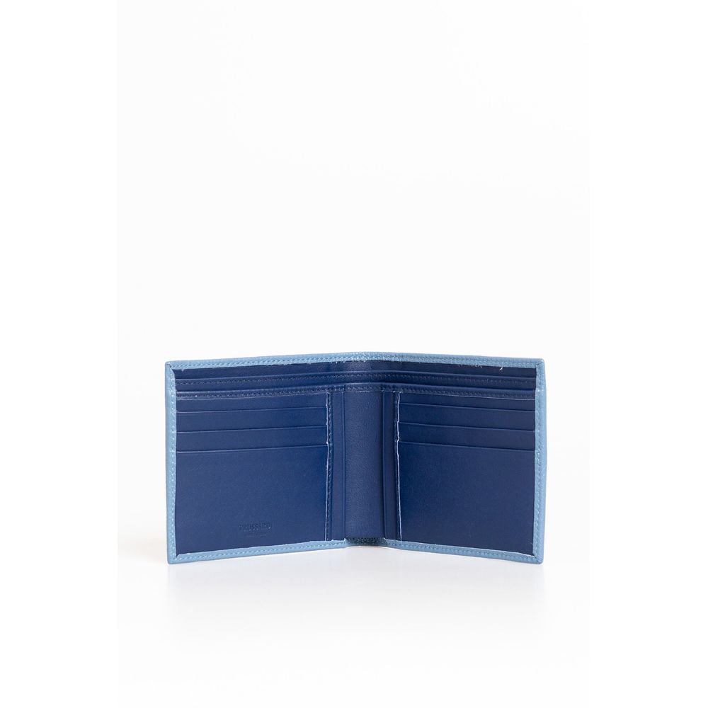 Trussardi Hellblaue Herrenbrieftasche aus Leder