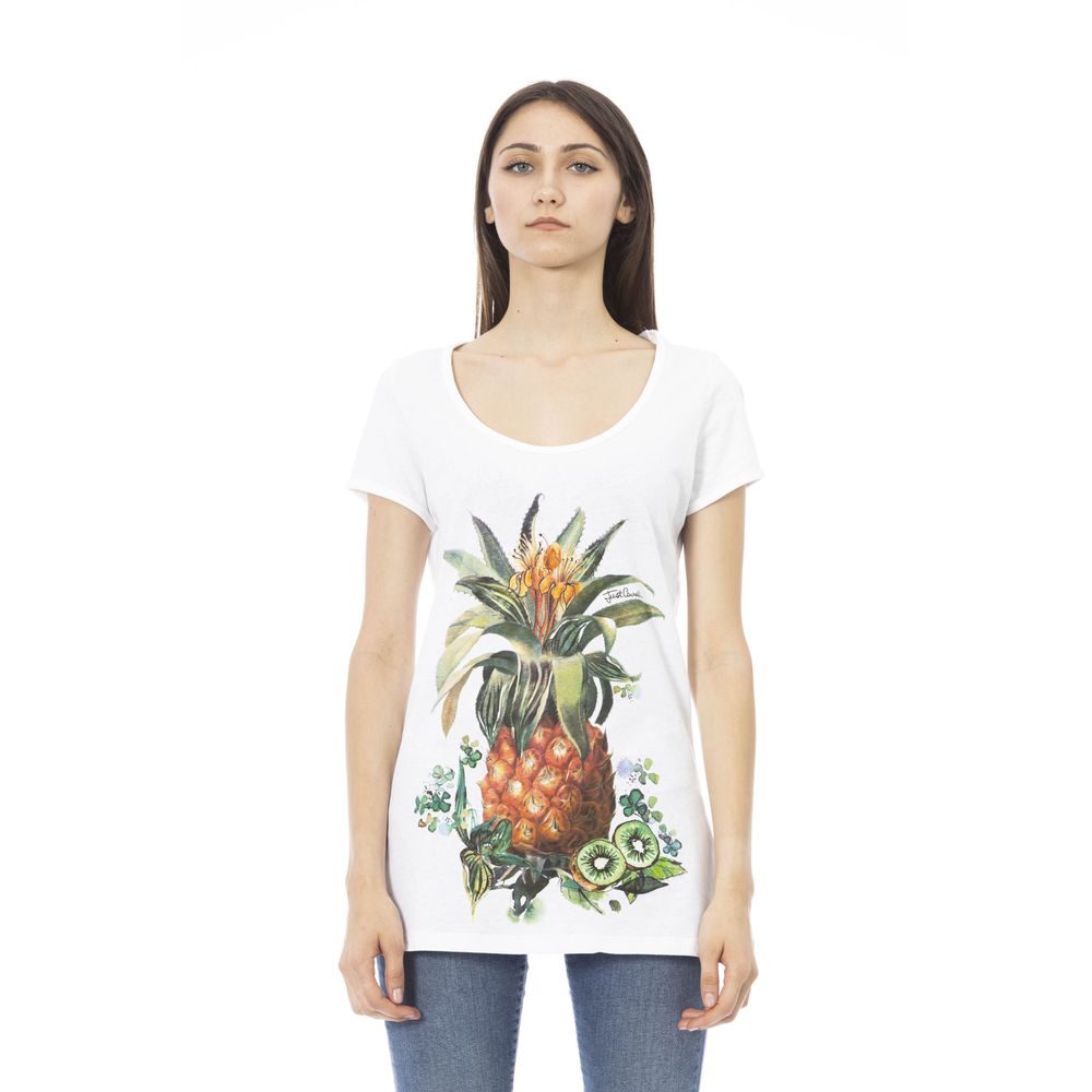 T-shirt da donna in cotone bianco Just Cavalli