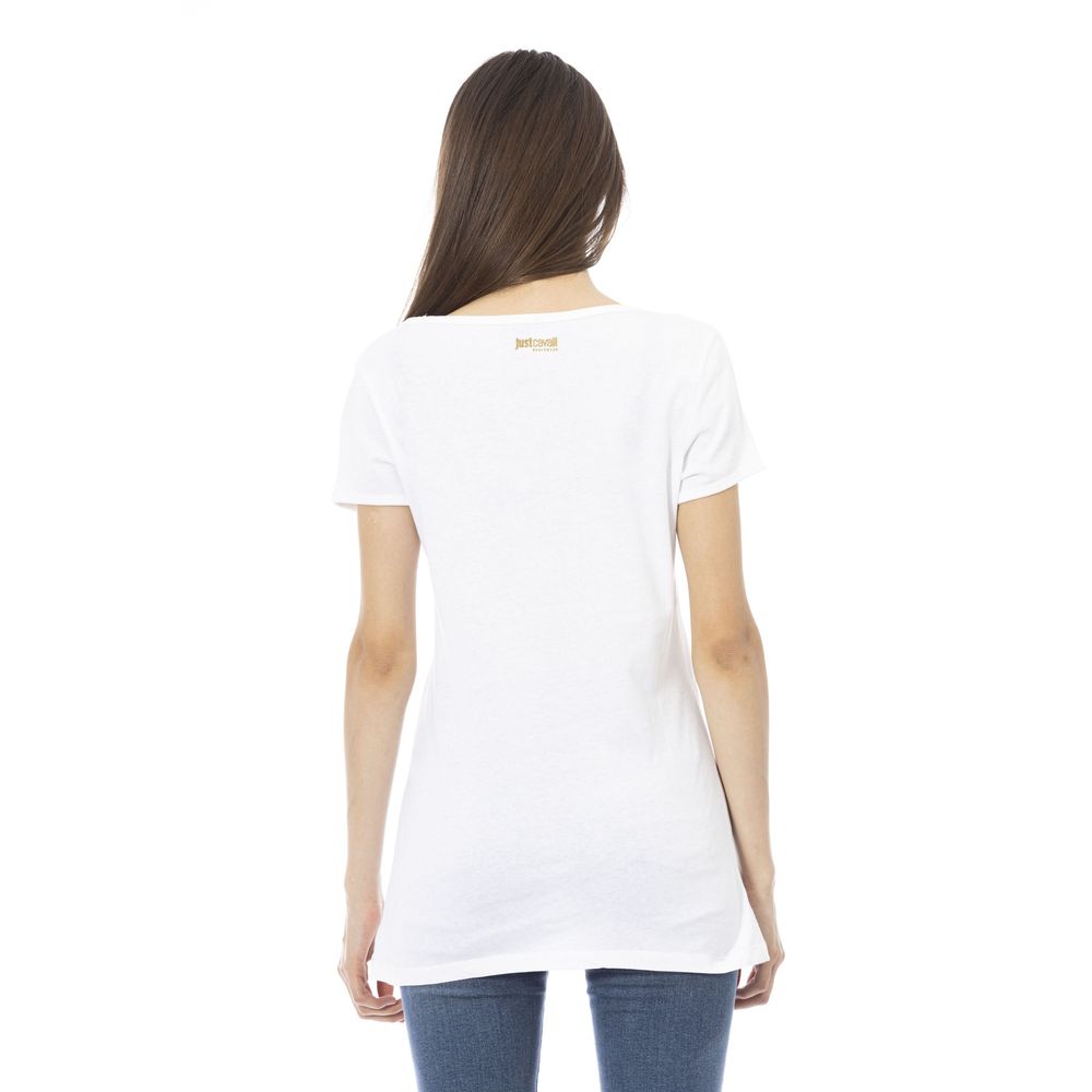 T-shirt da donna in cotone bianco Just Cavalli