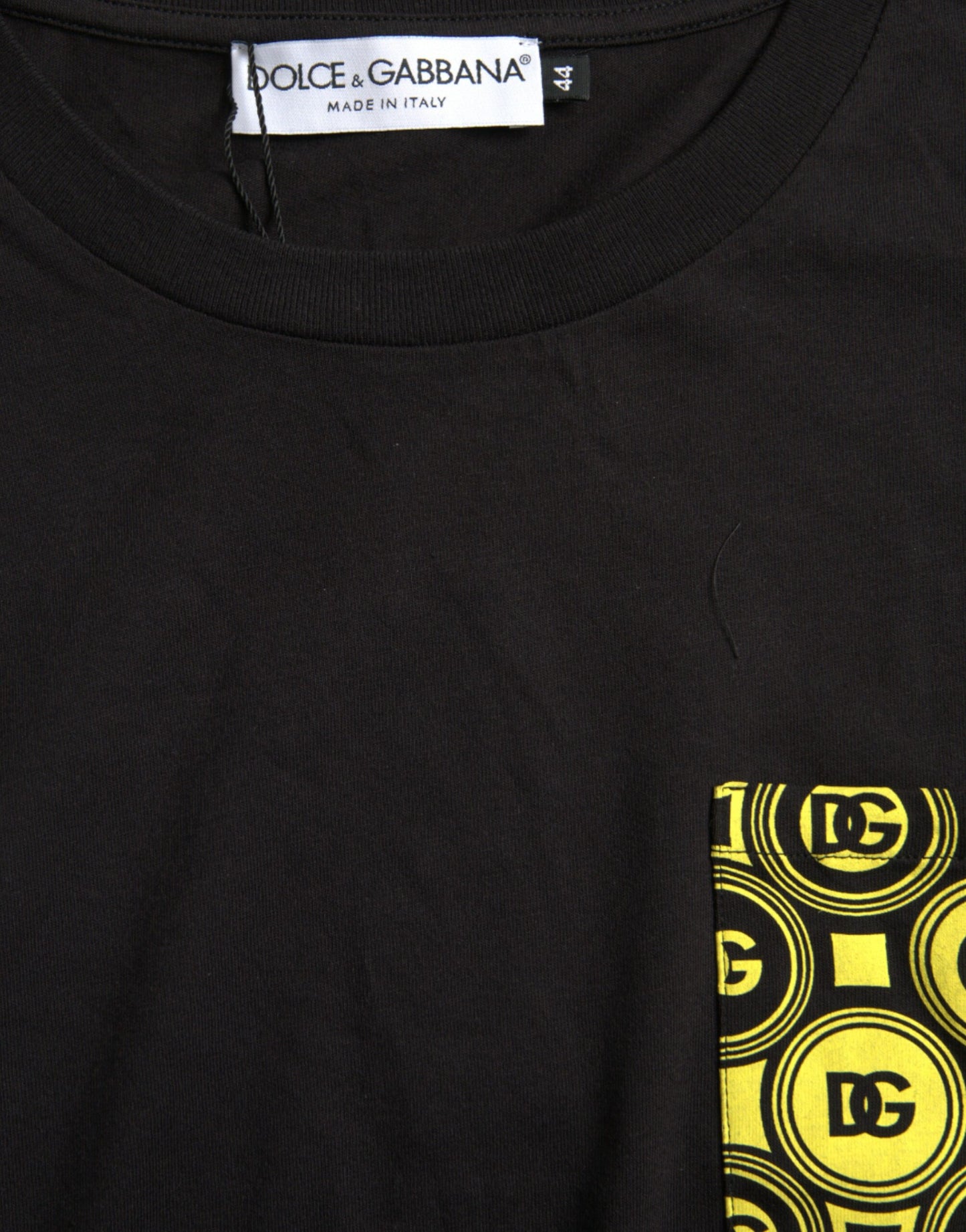T-shirt girocollo in cotone con tasca stampata nera Dolce & Gabbana