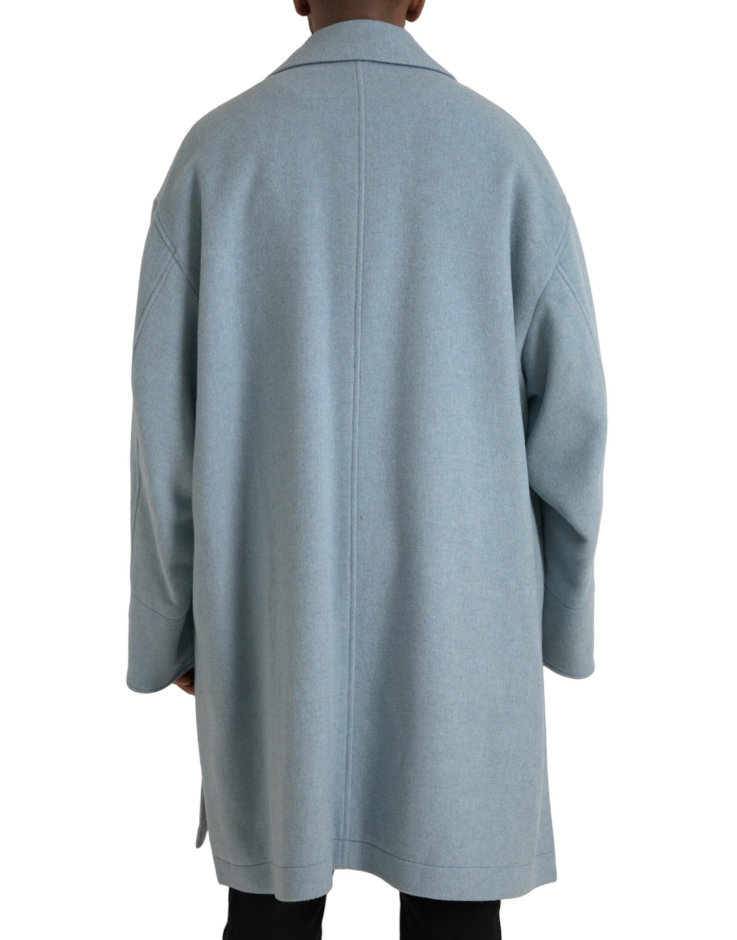 Dolce & Gabbana – Hellblaue Trenchcoat-Jacke aus Wolle mit Knöpfen