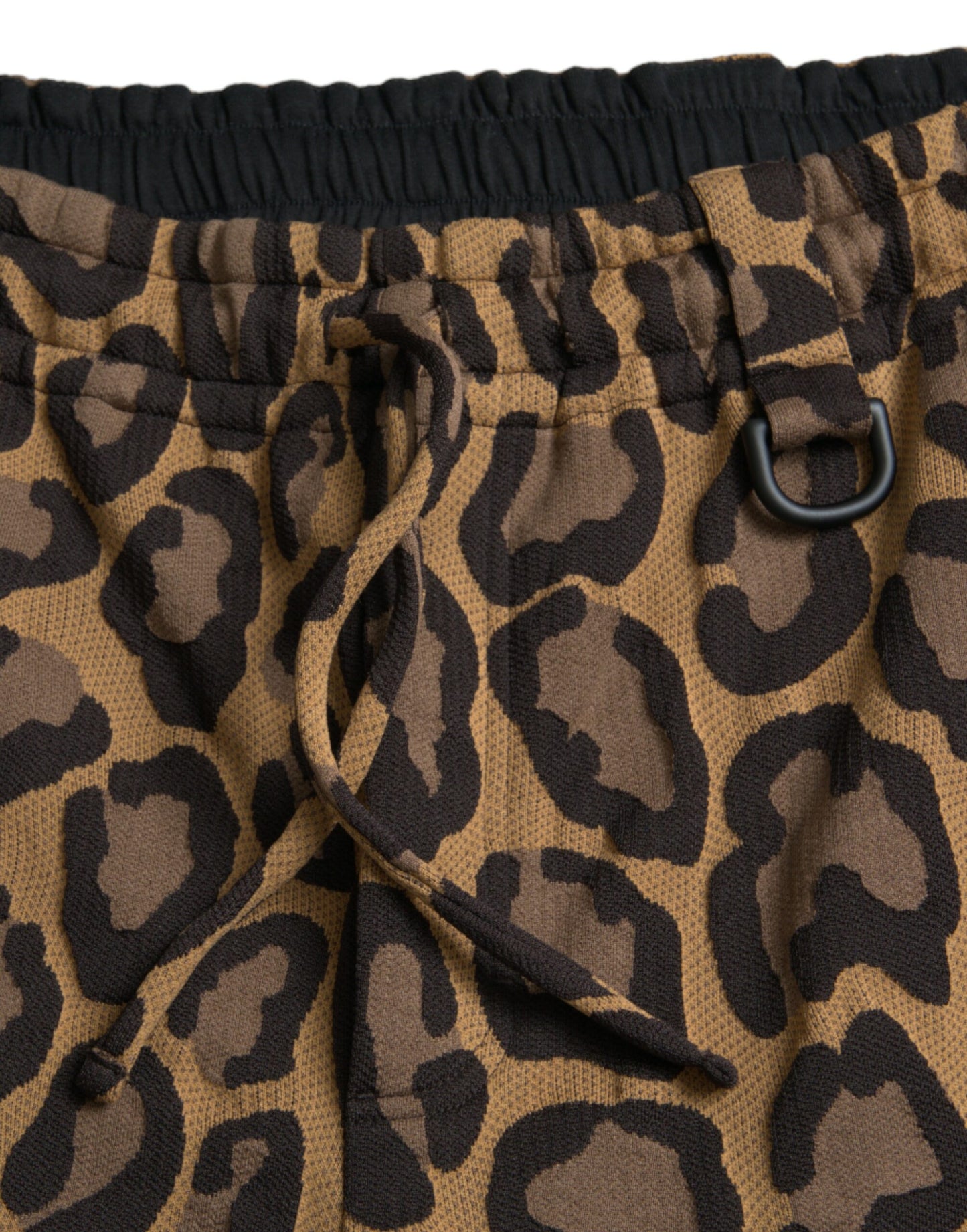 Pantaloni jogger in poliestere con stampa leopardata marrone Dolce & Gabbana