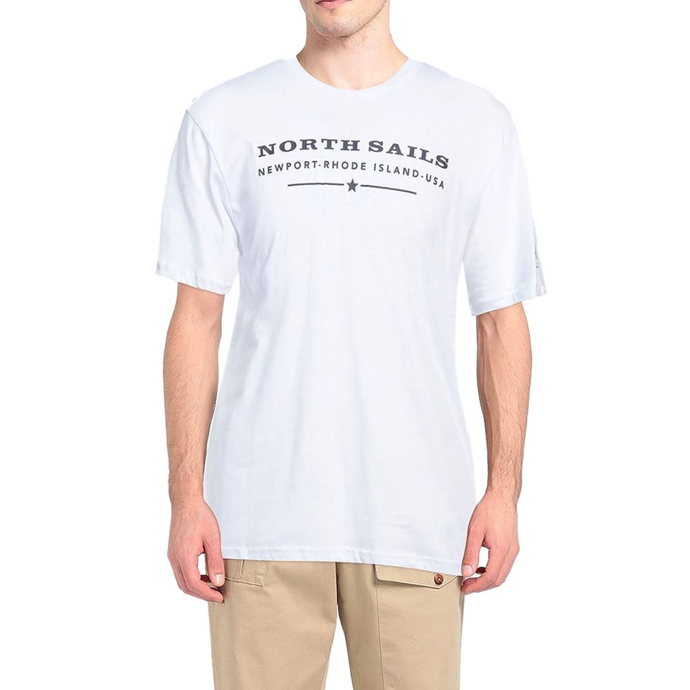 North Sails Elegantes weißes Baumwoll-T-Shirt mit Brustaufdruck