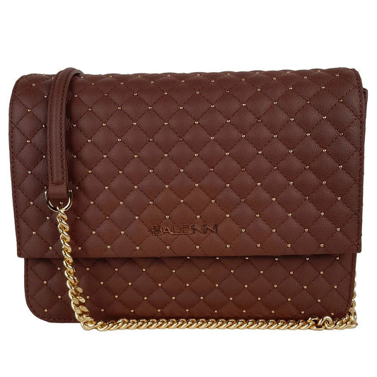 Borsa a tracolla da donna Baldinini Trend in pelle di vitello marrone