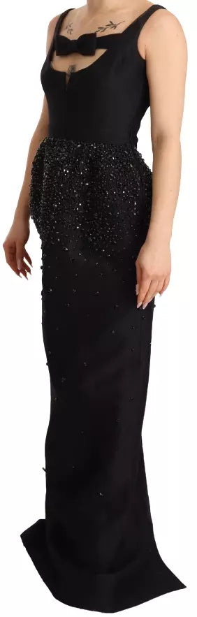 Dsquared² Schwarzes, ärmelloses, bodenlanges Kleid mit Schleife