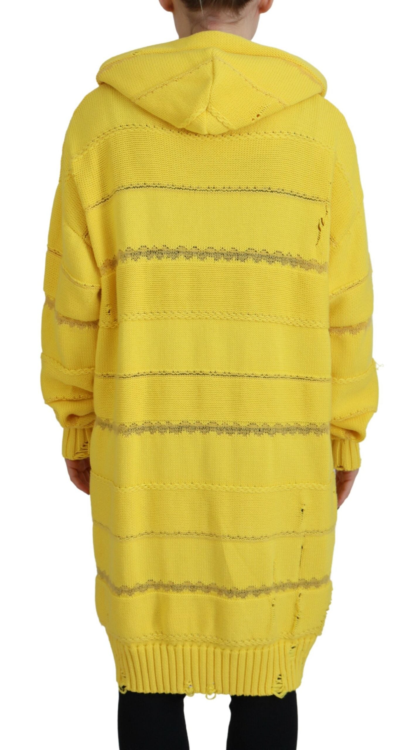Dsquared² Gelber Strickpullover mit Kapuze aus Baumwolle