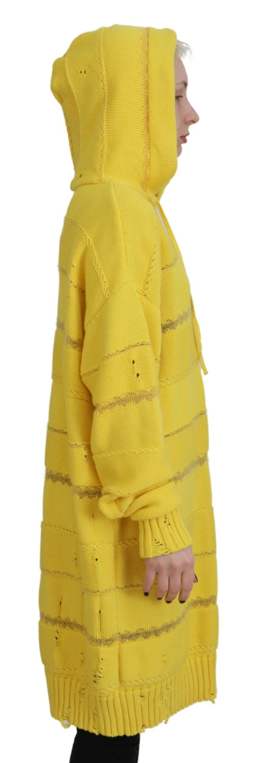 Dsquared² Gelber Strickpullover mit Kapuze aus Baumwolle