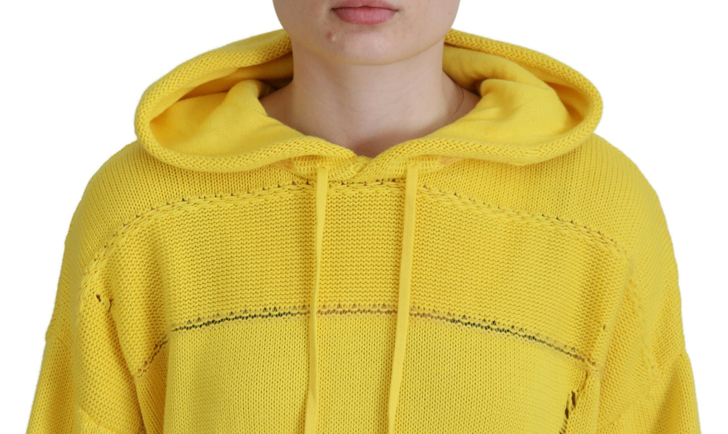 Dsquared² Gelber Strickpullover mit Kapuze aus Baumwolle