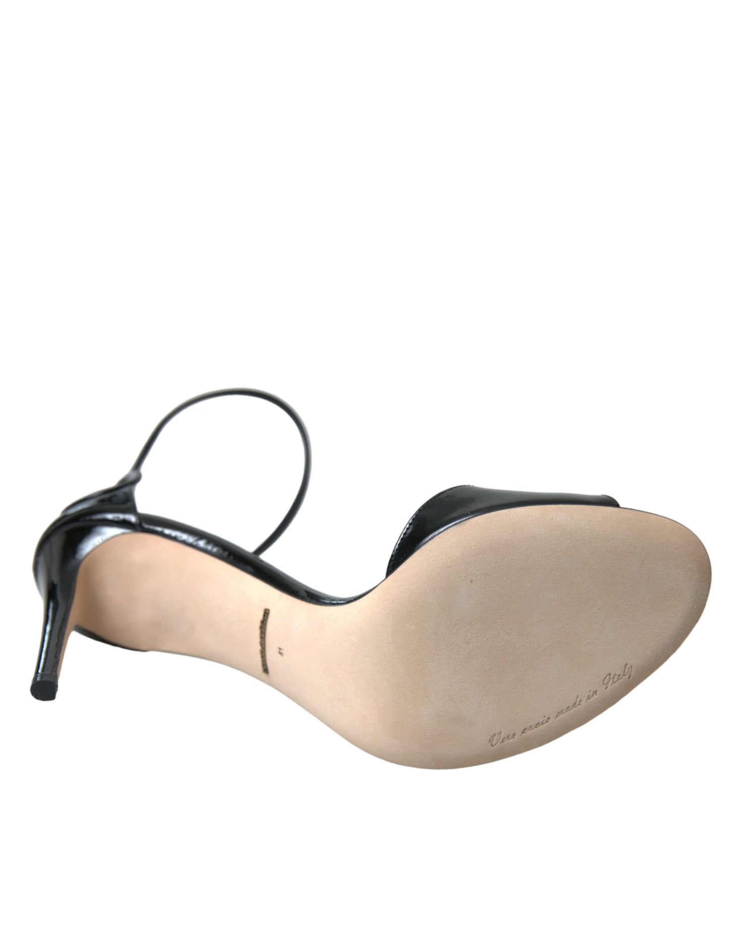 Dolce & Gabbana Schwarze KEIRA Leder Heels Sandalen Schuhe