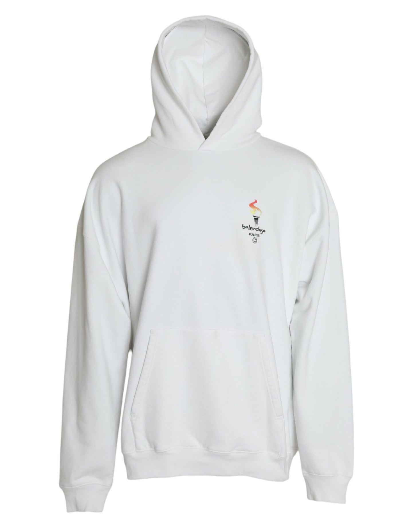 Felpa con cappuccio e logo Balenciaga in cotone bianco