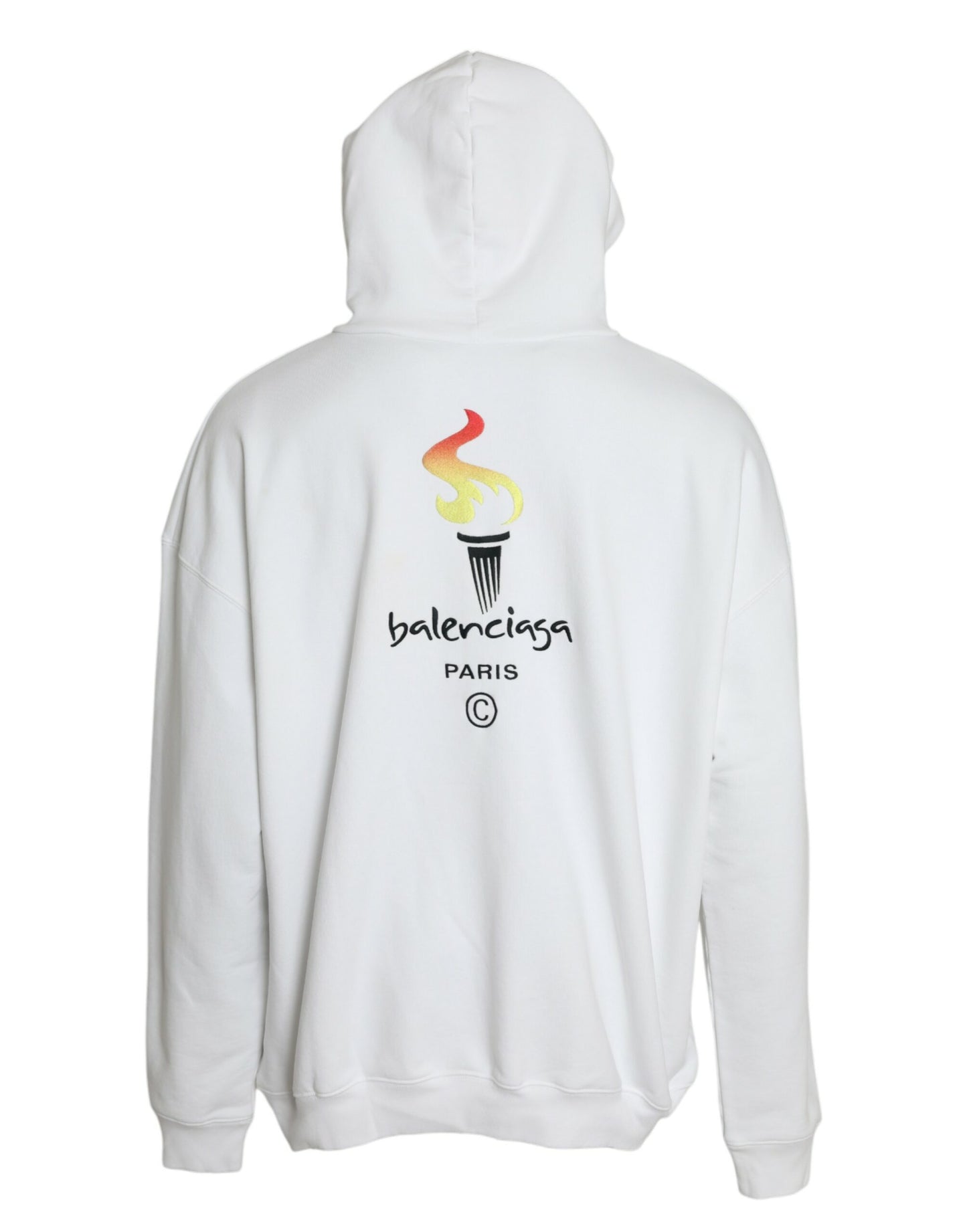 Felpa con cappuccio e logo Balenciaga in cotone bianco