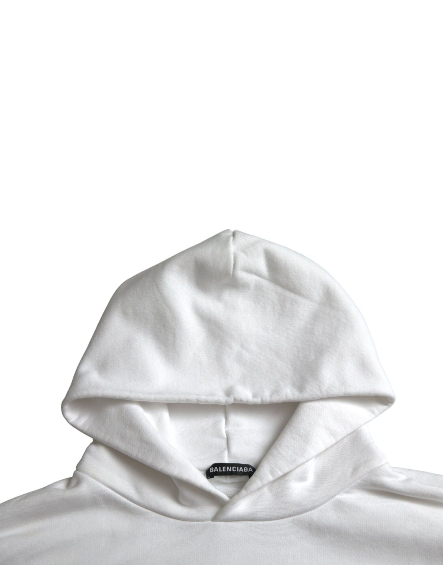 Felpa con cappuccio e logo Balenciaga in cotone bianco