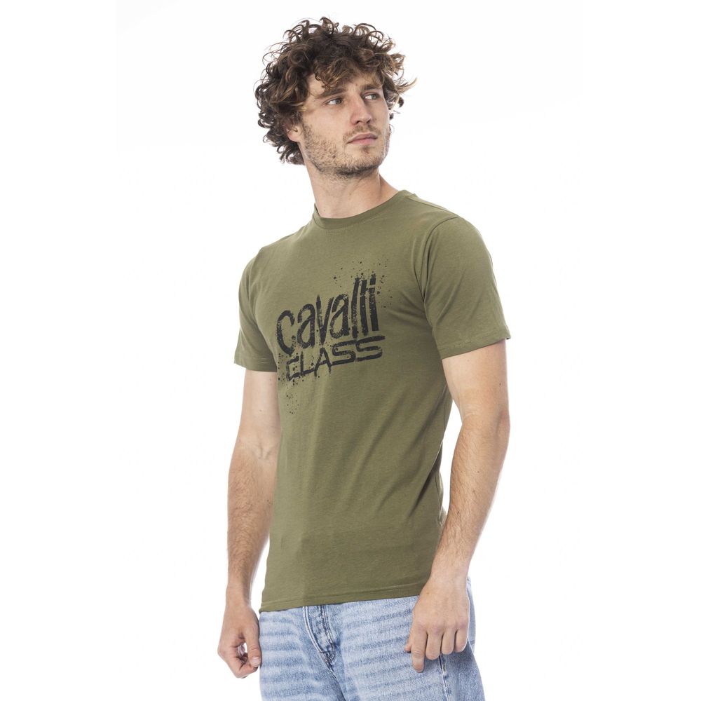 Cavalli Class "Green Cotton Men T-Shirt"