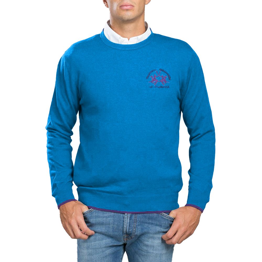 Maglione da uomo in cotone blu La Martina
