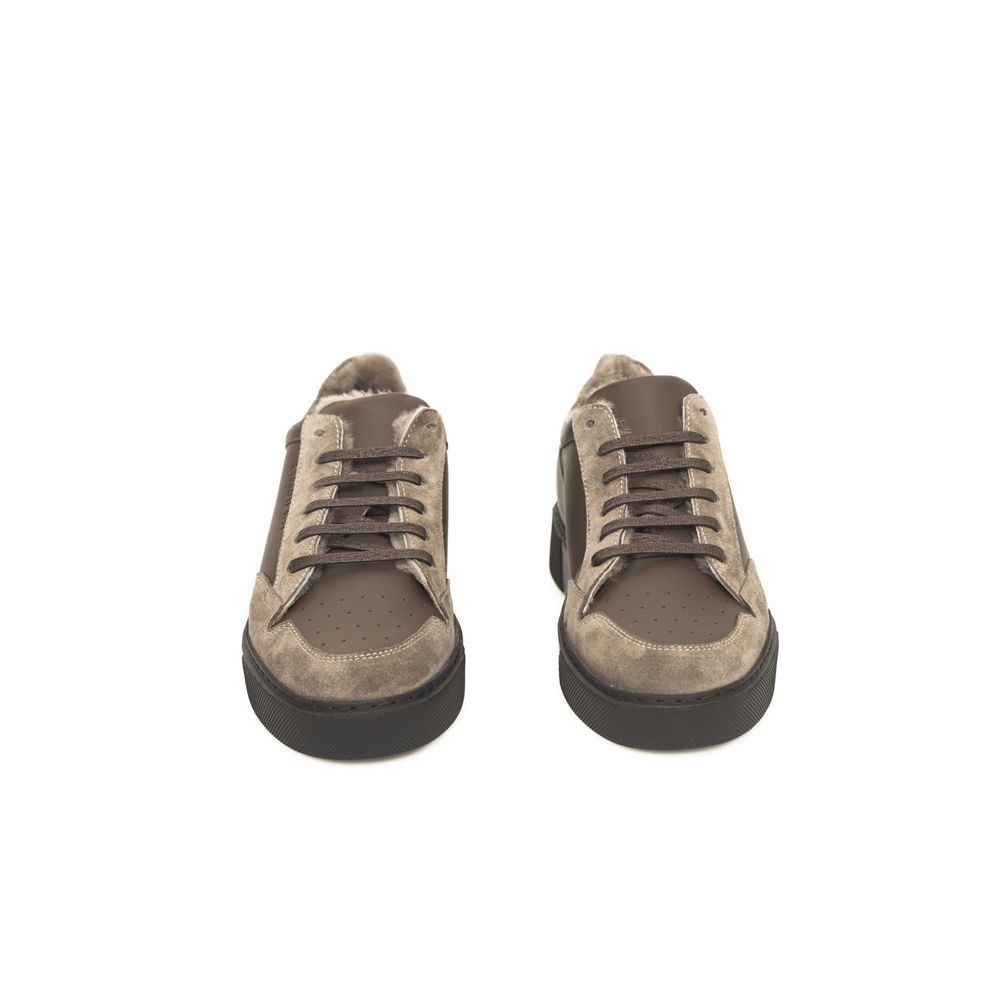 Cerruti 1881 Beige Cowhide Men Sneaker