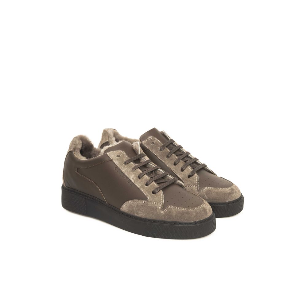 Cerruti 1881 Beige Cowhide Men Sneaker