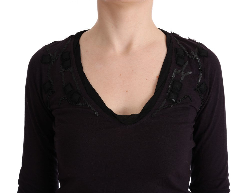 Maglietta elegante con scollo a V viola di Costume National