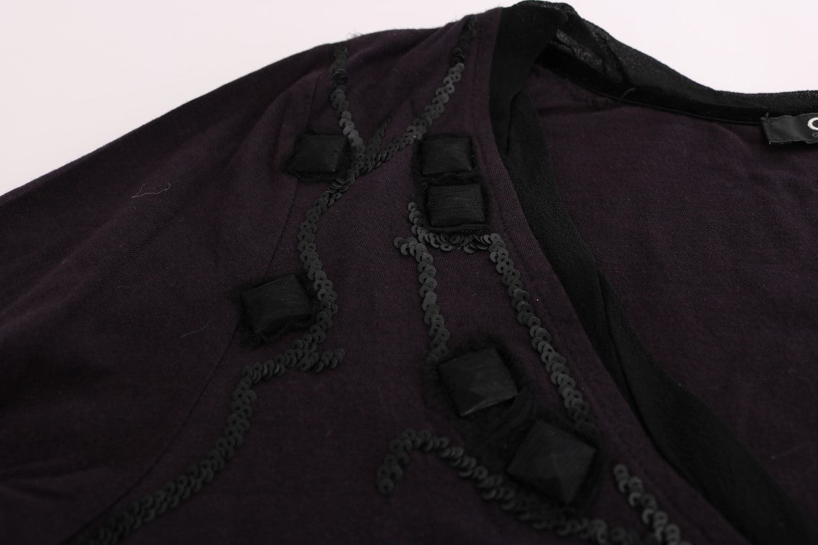 Maglietta elegante con scollo a V viola di Costume National