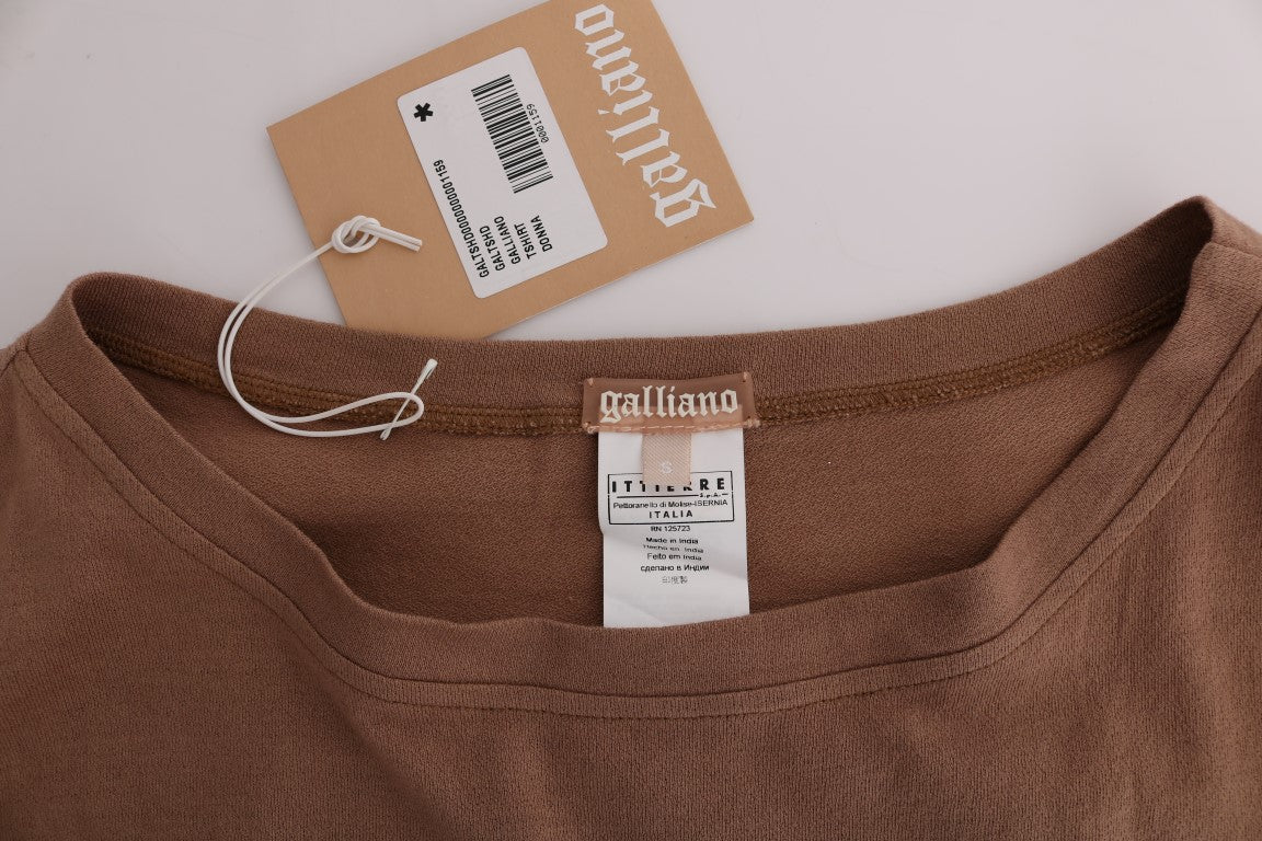 John Galliano Schicker brauner Baumwollpullover mit Rundhalsausschnitt