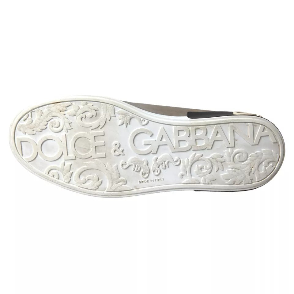 Dolce & Gabbana – Portofino-Sneaker aus bronzefarbenem Leder mit Logo