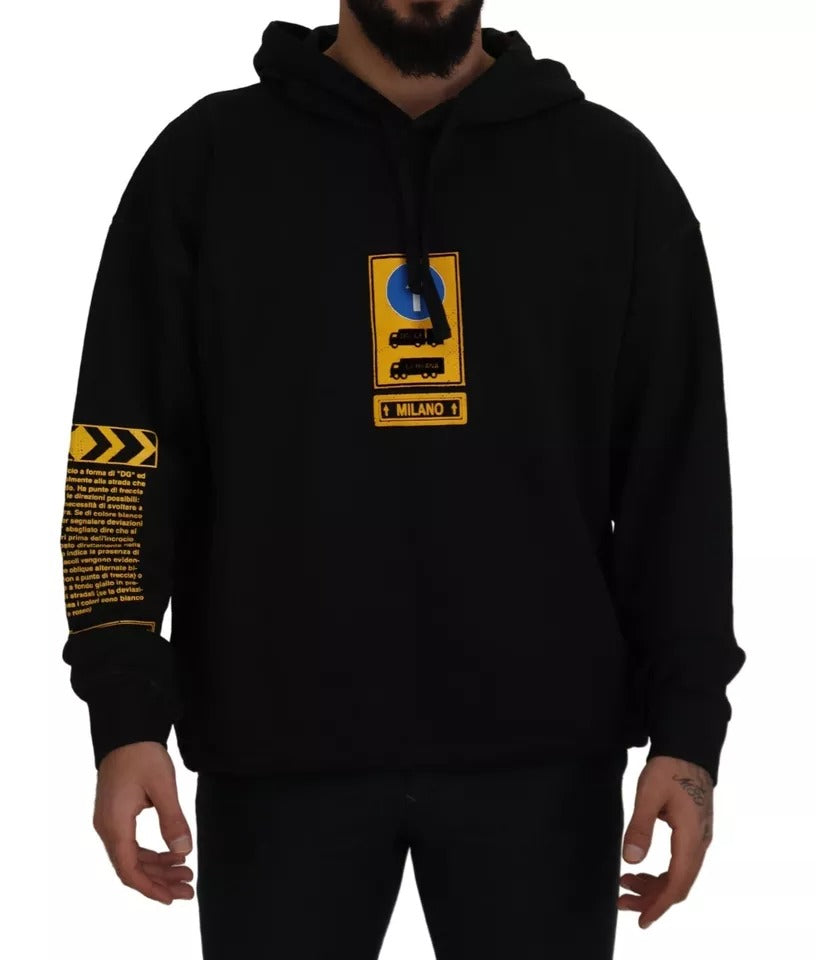 Felpa con cappuccio e logo in cotone nero Dolce & Gabbana