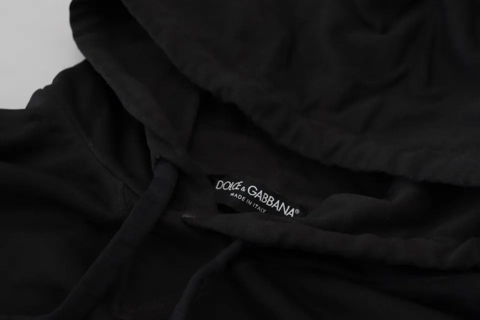 Felpa con cappuccio e logo in cotone nero Dolce & Gabbana