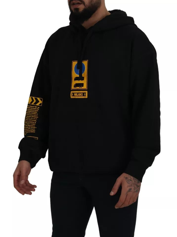 Felpa con cappuccio e logo in cotone nero Dolce & Gabbana