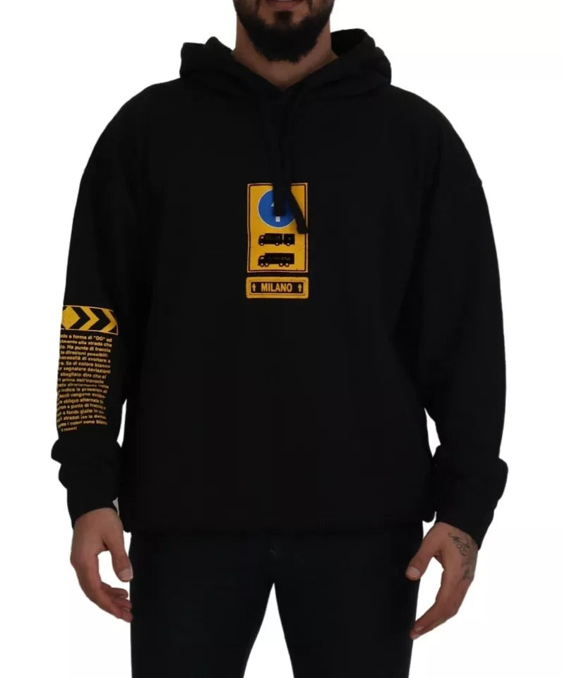 Felpa con cappuccio e logo in cotone nero Dolce & Gabbana