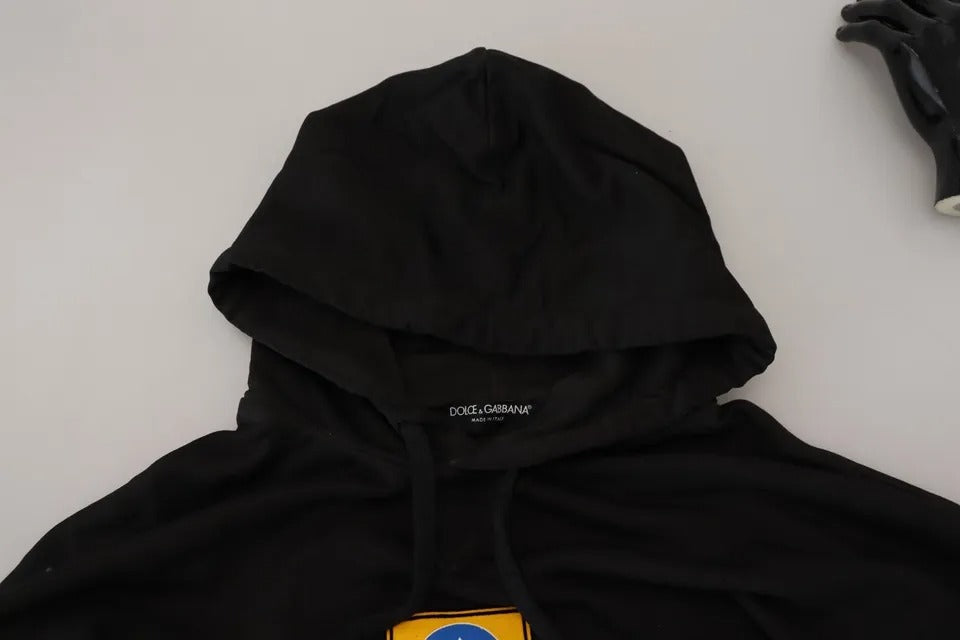 Felpa con cappuccio e logo in cotone nero Dolce & Gabbana