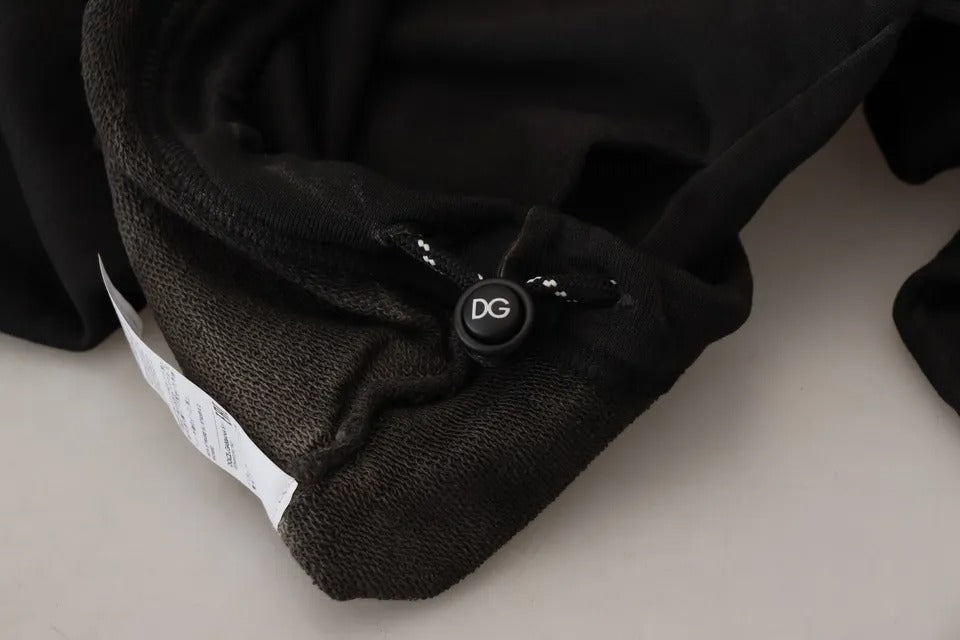 Felpa con cappuccio e logo in cotone nero Dolce & Gabbana