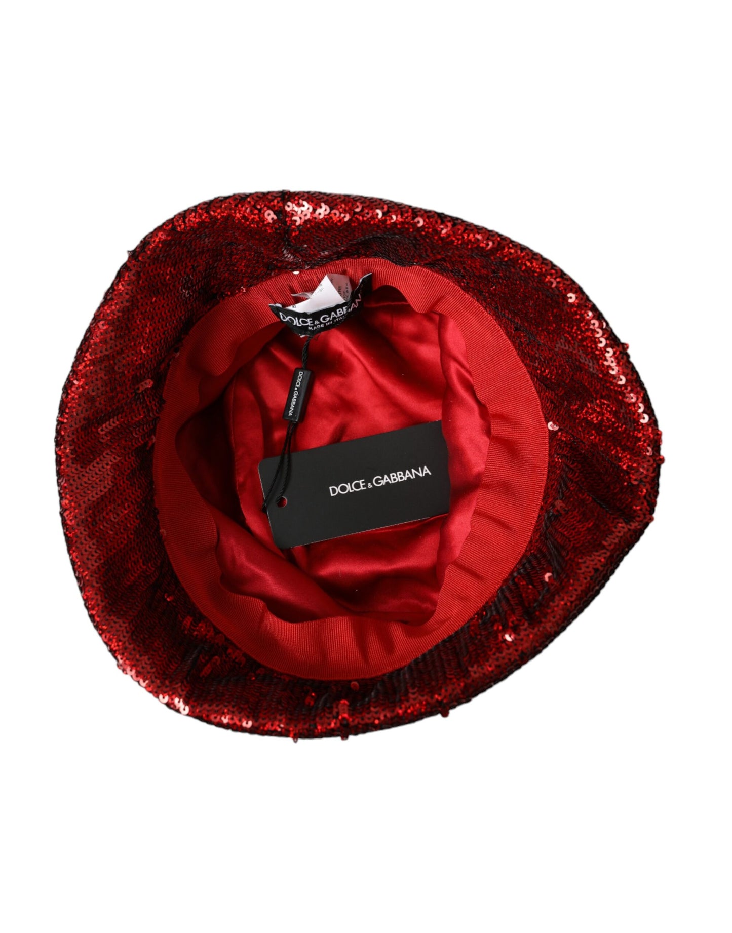 Dolce & Gabbana – Roter Nylon-Bucket-Hut mit Pailletten für Herren