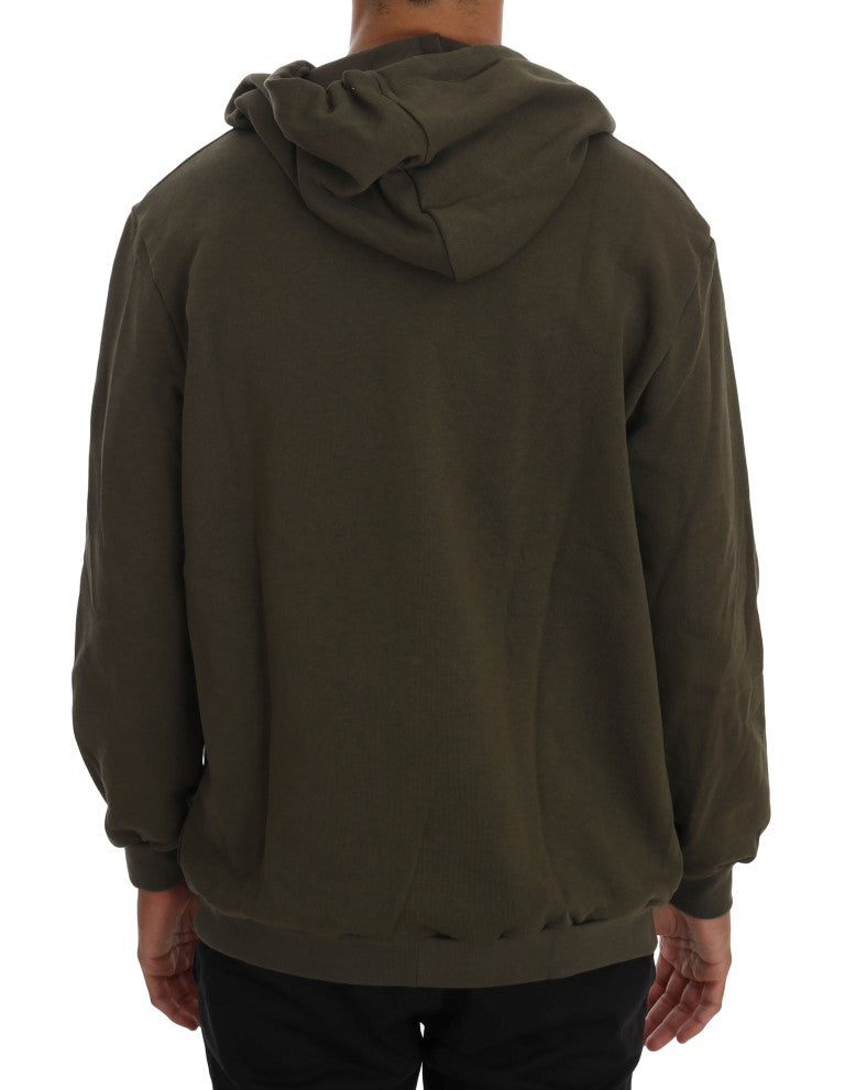 Daniele Alessandrini Elegante maglione verde con cappuccio e zip intera