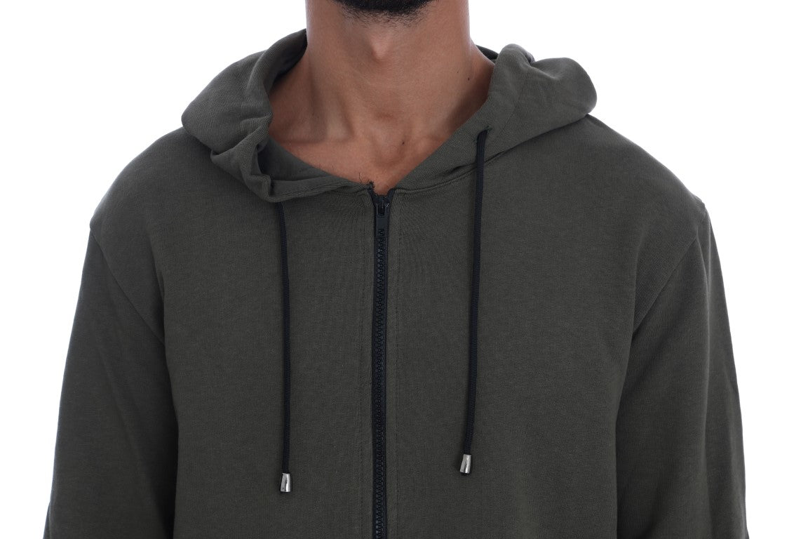 Daniele Alessandrini Elegante maglione verde con cappuccio e zip intera